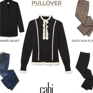 CAbi Black and Cream Pullover Top